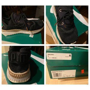 PUMA Tsugi Shinsei Metallic Black Rose Gold Running Shoe Women sz 8